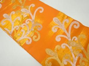 リサイクル　霞に抽象葉模様織出し全通袋帯